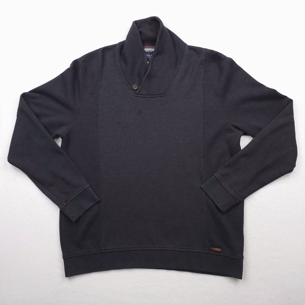 Ted Baker Sweater Mens XXL Size 6 Gray Pullover Cowl Neck Jumper Preppy Outdoor